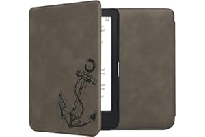 kwmobile Cover Compatible with Kobo Clara 2E / Tolino Shine 4 Cover - eReader Case - Vintage Anchor Grey