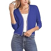 Urban CoCo Women's Cropped Cardigan Sweaters 3/4 Sleeve Lightweight Knit Sweater Shrug