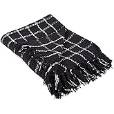 DII Transitional Checked Plaid Woven Throw, 50x60, Black