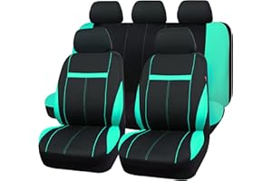 CAR-GRAND Universal Fit Sporty Cloth Full Set Car Seat Covers,Fit for Car,Truck,Sedan,Vans,SUV,100% Breathable,Washable, Airbag Compatible,Zipper Design