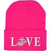 Love Marines Logo Beanie Hat Embroidered Winter Cap