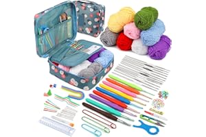 LOKUNN Crochet Kit for Beginners, 103 PCS Crocheting Kit Beginner, Crochet Starter Kit, Crochet Hook Set with Crochet Yarn and Crochet Accessories, Beginner Crochet Yarn Kit for Adults