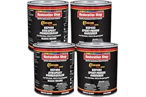 Custom Shop - Black Epoxy Primer/Sealer 2.1 VOC (Gallon Kit) Anti-Corrosive DTM High-Performance Primer for Automotive and Industrial use Kit = 2 Qt. Epoxy Primer + 2 Qt. Epoxy Hardener (1-1 Mix)