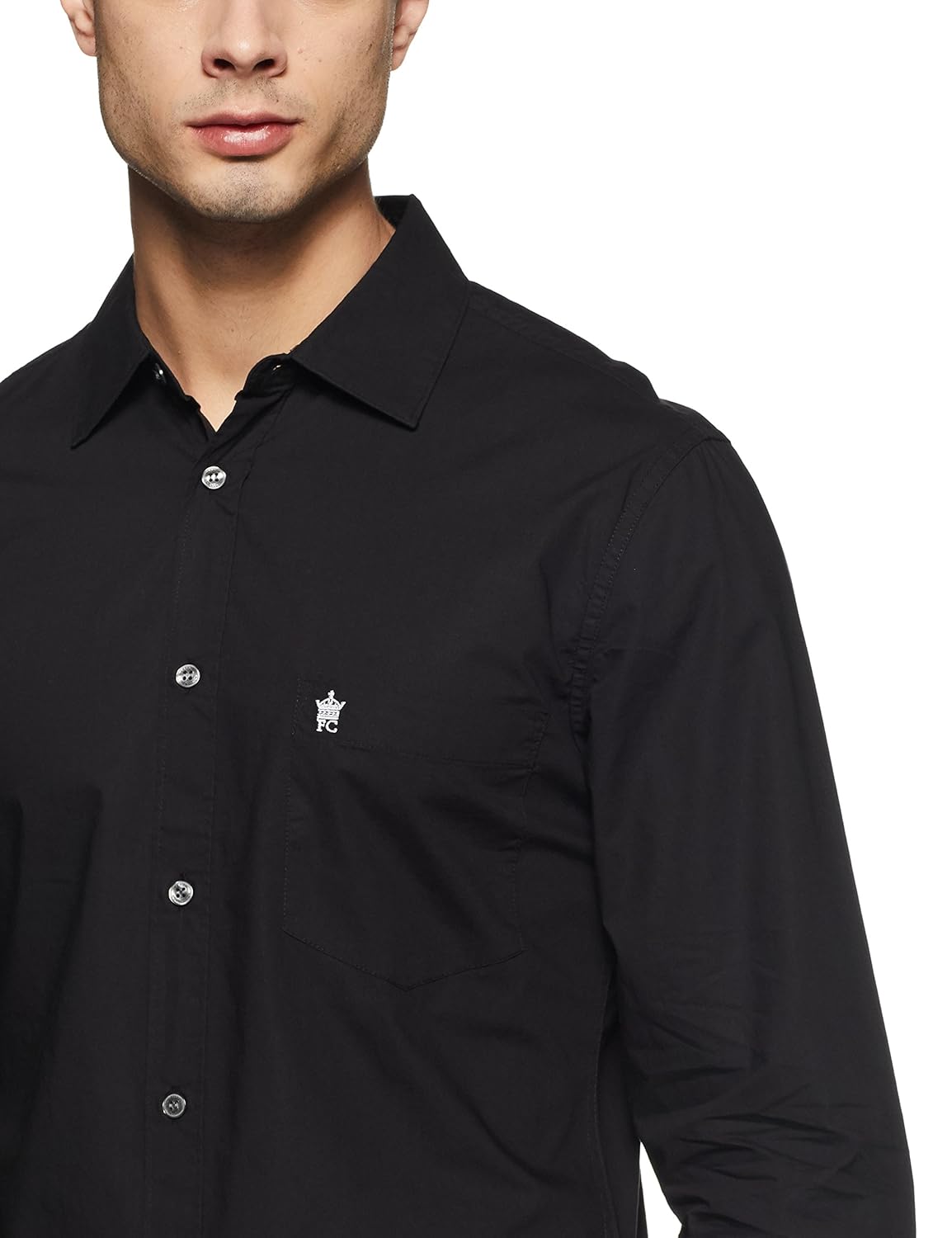 french connection men's solid slim fit casual shirt