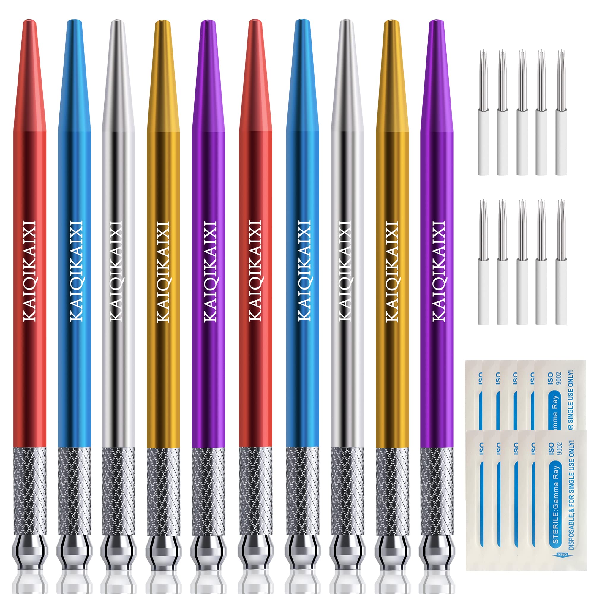 Microblading Pens 10 Piece Light Manual Tattoo Eyebrow Pens For Permanent Makeup Supplies Durable Aluminum Pen With Lock-Pin Tech 10Pcs Tattoo Microblading Pen