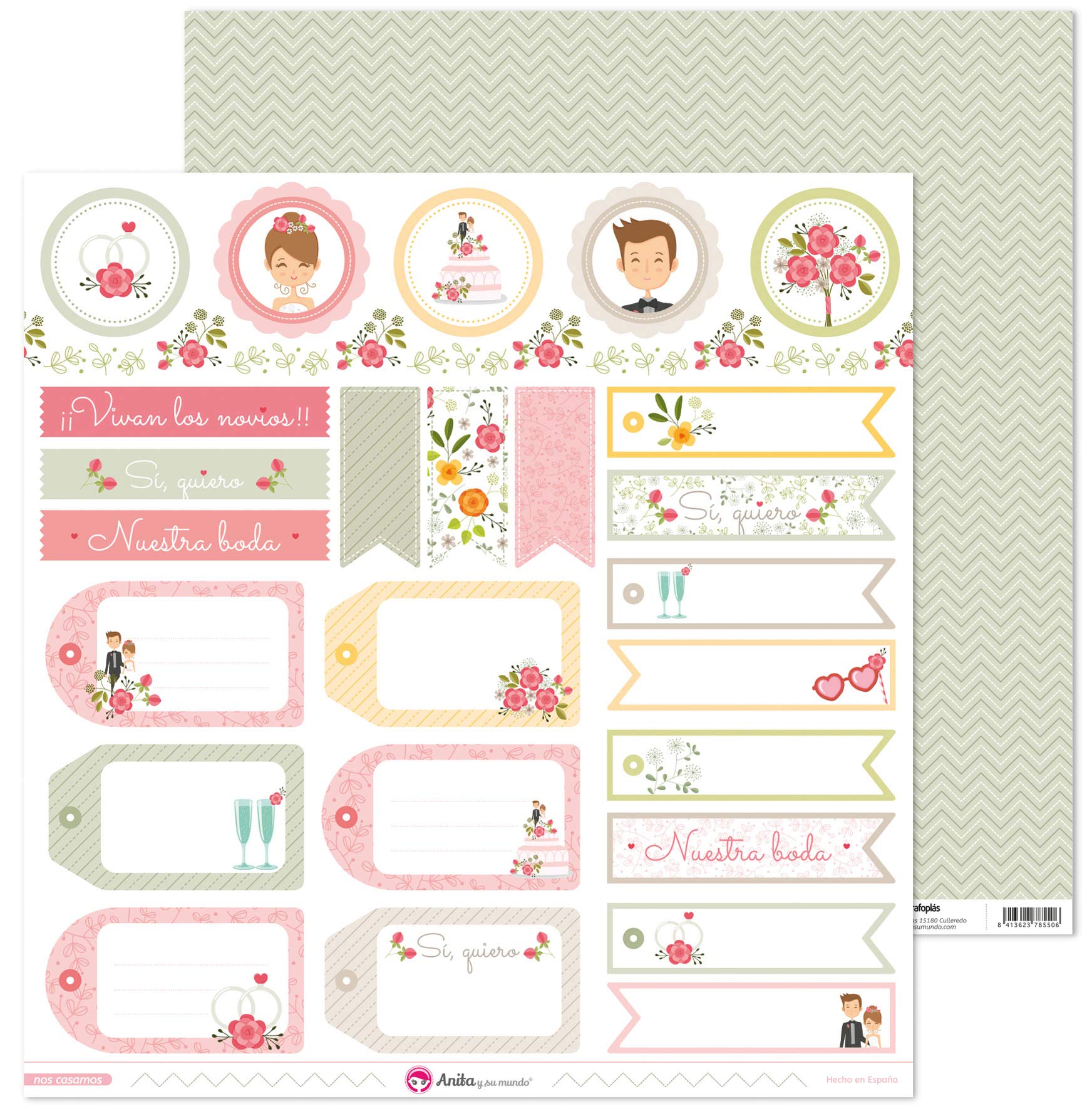 Anita and Su Mundo Collection We Marry Scrapbooking Papers, Paper, Labels, 12" x 12"