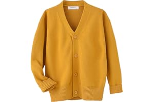KISBINI Unisex Boys Girls Cardigans Sweater V-Neck Long Sleeve School Uniforms Button Knit Tops