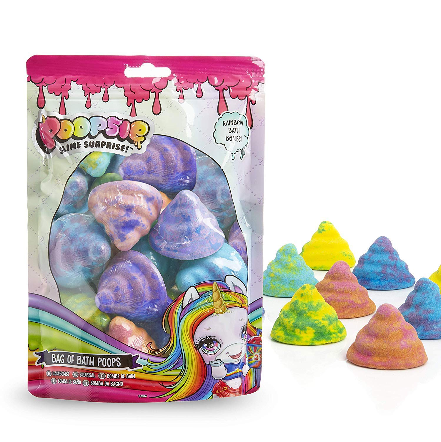 Poopsie Slime Surprise Bag of 10 Funny Unicorn Poop Bath Bombs For Kids