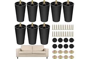 TURSTIN 8 Pack 4 Inch Plastic Furniture Legs with M8 T-Nuts Screws Tapered Sofa Couch and Chair Legs Replacement Furniture Legs for DIY Projects Sofas Coffee Tables Dressers Beds