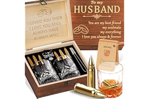 Anniversary Oaksea for Husband Him Men, Stainless Steel Engraved Whiskey Stones Glasses Set Gifts, Birthday Wedding Gift for Dad Husband Boyfriend Fiance, Cool Burbon Scotch Set Gifts