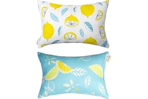 vmgreen Outdoor Patio Chaise Lounge Small Headrest Waterproof Pillows with Insert & Adjustable Elastic Stripe,Garden Furniture Sofa Office Chair Seat Yellow 2 Pack