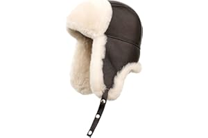 MUMCU'S LEATHER - LEATHER WANTS TO BE MUMCU'S Ushanka Aviator Trapper Leather Hat Men Women, Sheepskin Fur Russian Soviet Earflaps Hat, Warm Outdoor Winter Hat 2024