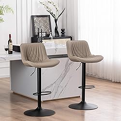 YOUTASTE Khaki Bar Stools Set of 2 Modern Faux