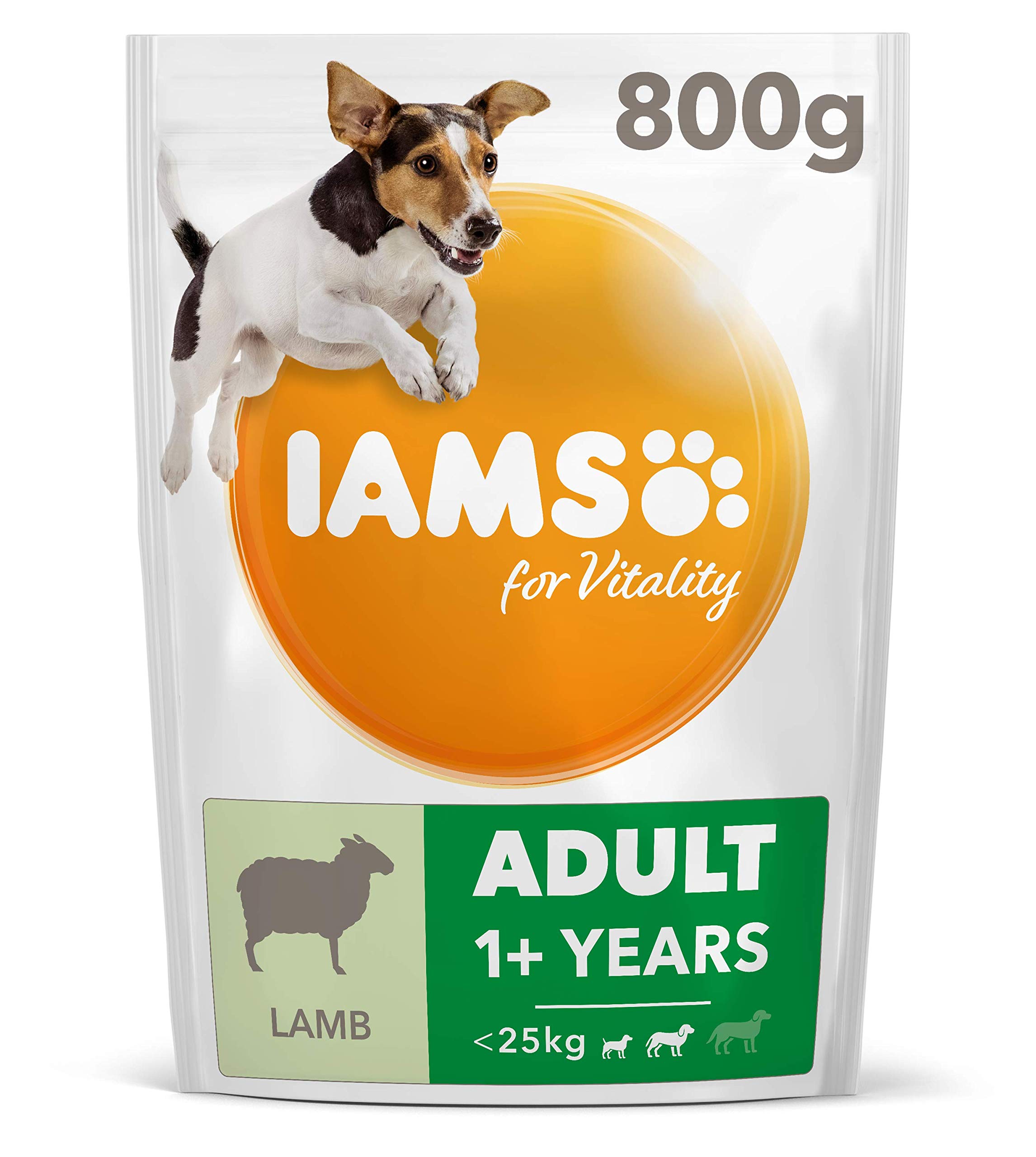IAMS Complete Dry Dog Food for Adult 1+ Small and Medium Breeds with Lamb 800 g