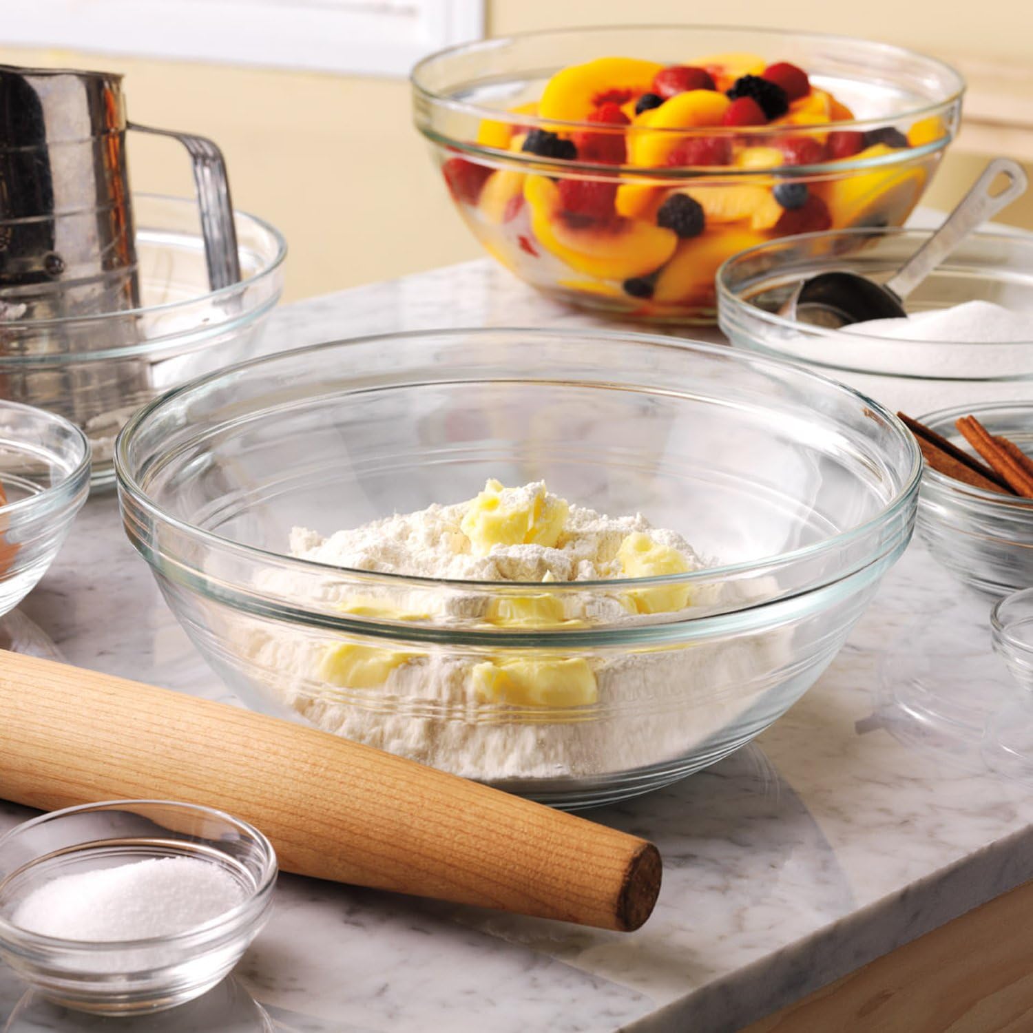 Duralex 100010 Made In France Lys Stackable 10-Piece Bowl Set: Home & Kitchen