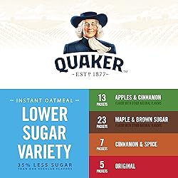 Quaker Instant Oatmeal, Lower Sugar, 4 Flavor
