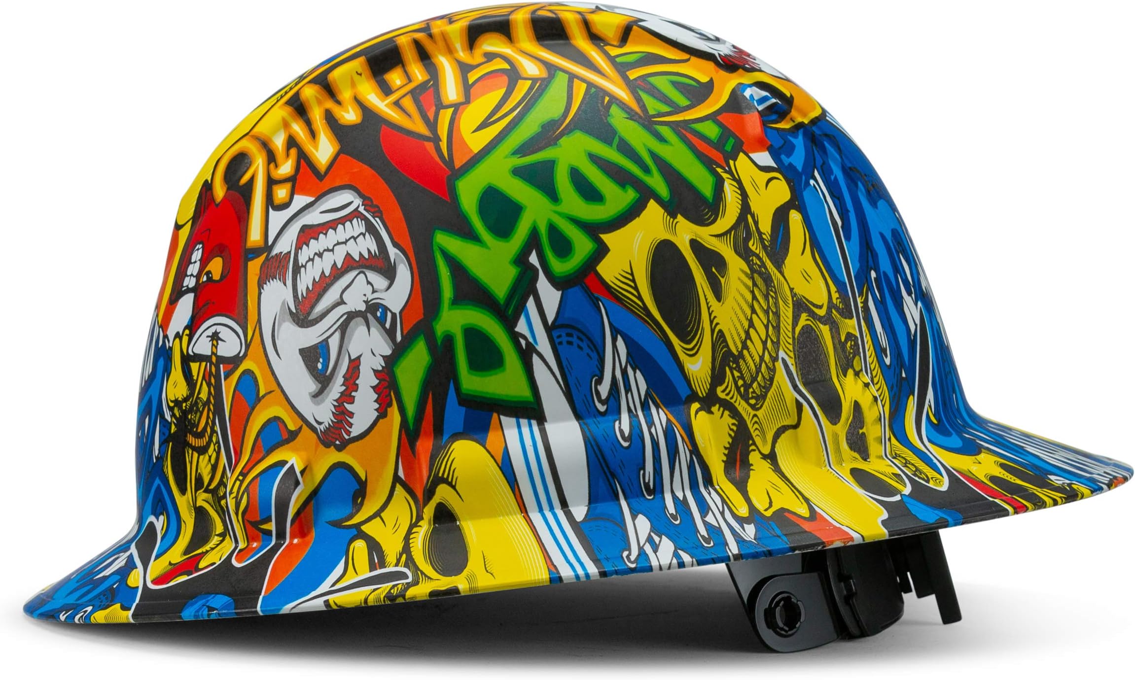 Full Brim Hard Hat, Custom Vibrant Vandal Design Safety Helmet, With 4 Point Suspension, by Acerpal