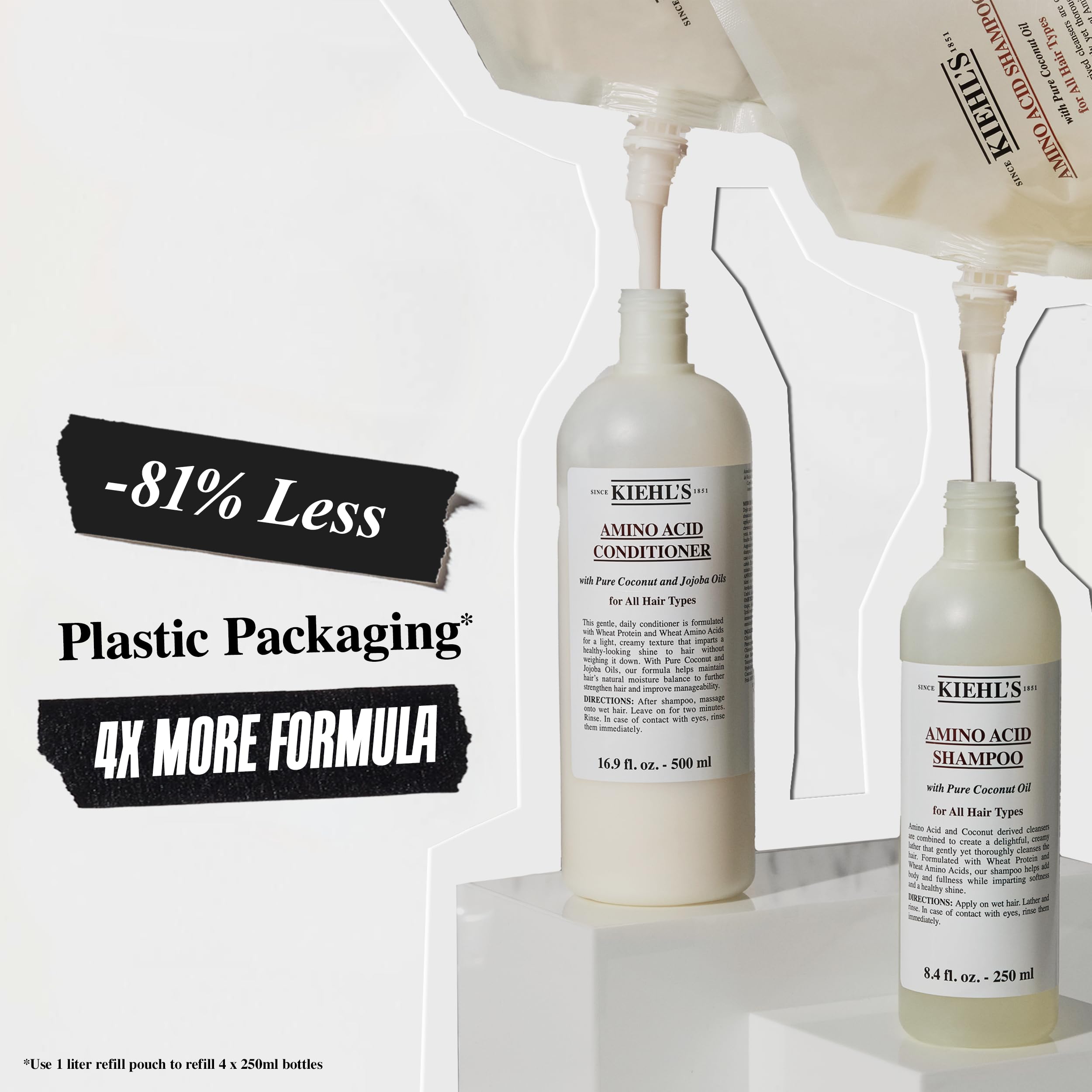 Kiehl's Amino Acid Shampoo, with Amino Acids and Coconut Oil to Clarify and Cleanse, Helps Strengthen Hair, Prevent Breakage, Without Compromising Hydration, Suitable for All Hair Types, Paraben-Free