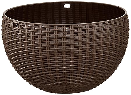 Garden Needs 100% Virgin Plastic Euro Plastic Basket | Set of 4 Hanging Planter, (22cm x 22cm x 24cm, Brown)