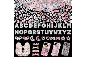 ANOWER Junk Case Charms, A-Z Alphabet Letters Junk Case Kit, Junk Phone Case Charm, Pink Assorted Slime Charms Bulk Letter Charms for DIY Necklace Bracelets Jewelry Making Scrapbooking Crafts