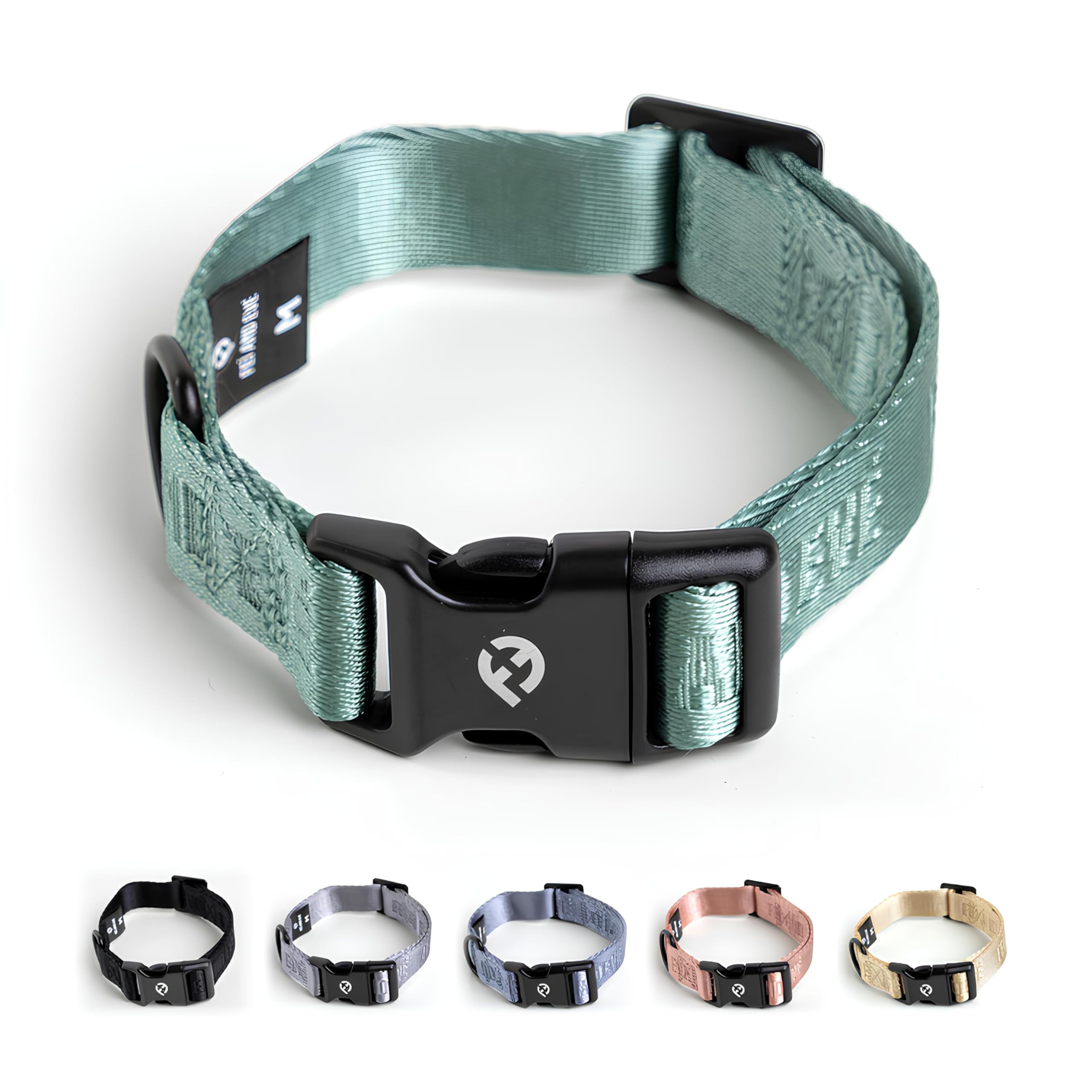 Photo 1 of 2026 New Edition, Fei & Eve Classic Dog Collar - Quick Release Metal Buckles | Fur-Safe | Premium 210D Nylon | 450LB Escape-Proof | Adjustable Fit | Medium (Glacier Green)