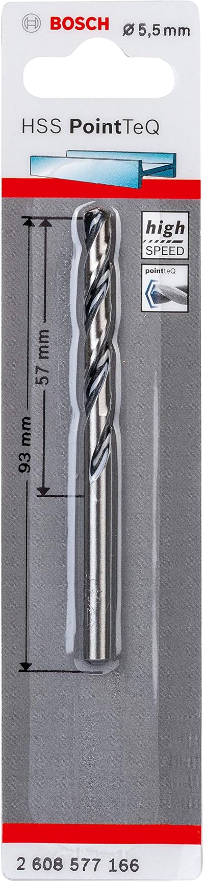 Bosch PointTeQ HSS Twist Drill Bit Ø5.5 mm 57 mm 93 mm Round Shank