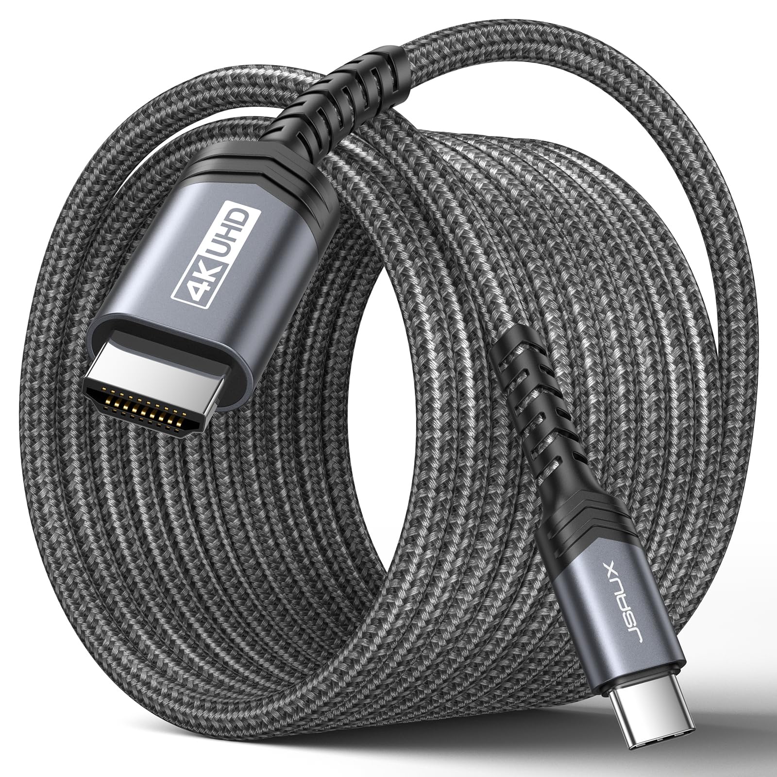 Photo 1 of JSAUX USB C to HDMI Cable 4K@60Hz 6.6ft, USB 3.1 Type C to HDMI 2.0 Cord [Anti-Interference], Compatible with Thunderbolt 3/4/5, iPhone 15/16 Series, MacBook Pro/Air, Galaxy S8 to S24, iPad Pro, iMac