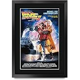 HWC Trading Back to the Future 2 Movie Poster Cast Signed 16 x 12 inch Framed Gift Printed Autograph Christopher Lloyd Michael J Fox Print Photo Picture Display - 16" x 12" Framed