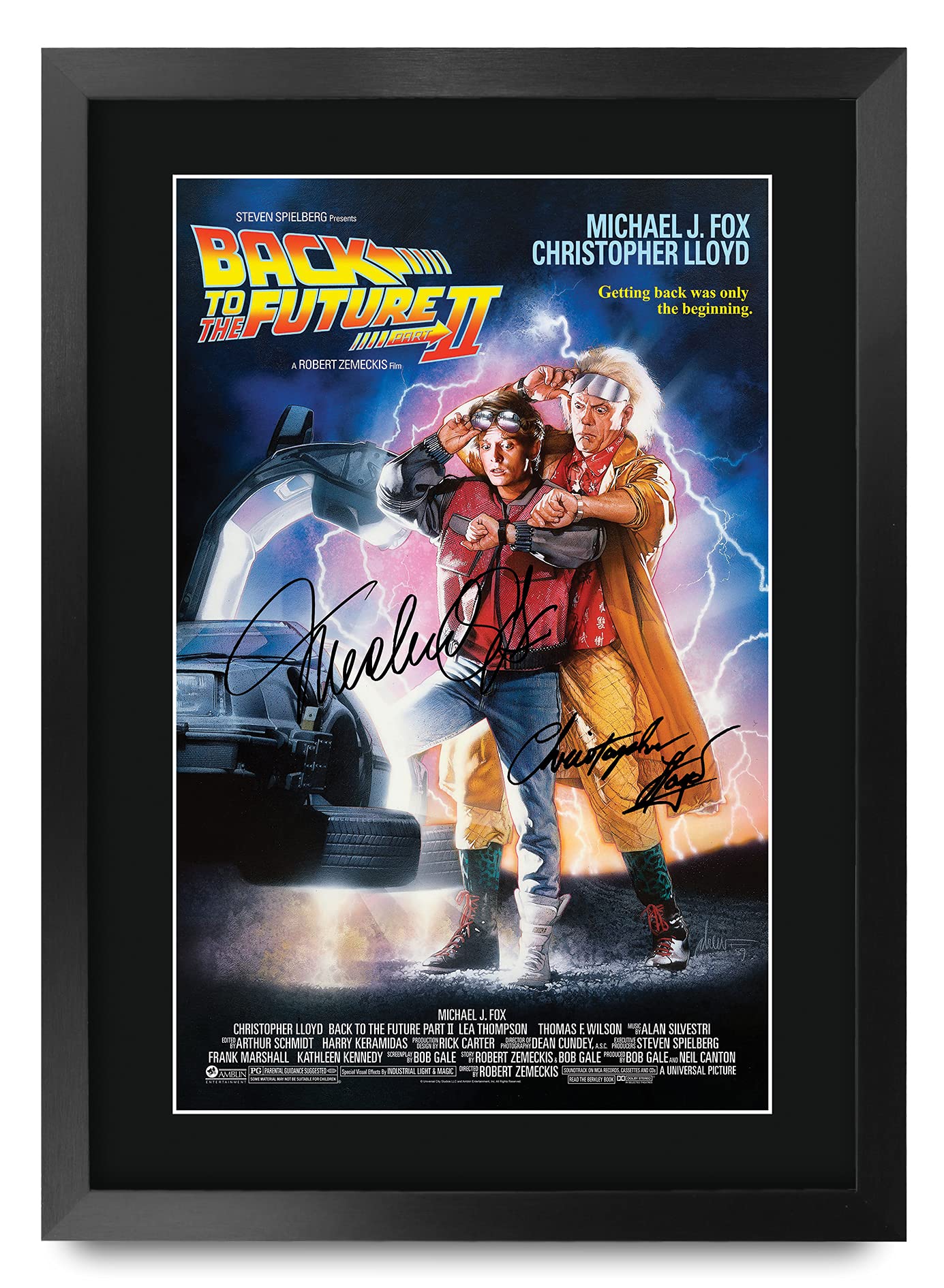 HWC Trading A3 FR Back to the Future 2 Movie Poster Cast Signed Gift Framed Printed Autograph Christopher Lloyd Michael J Fox Gifts Print Photo Picture Display โ image 1