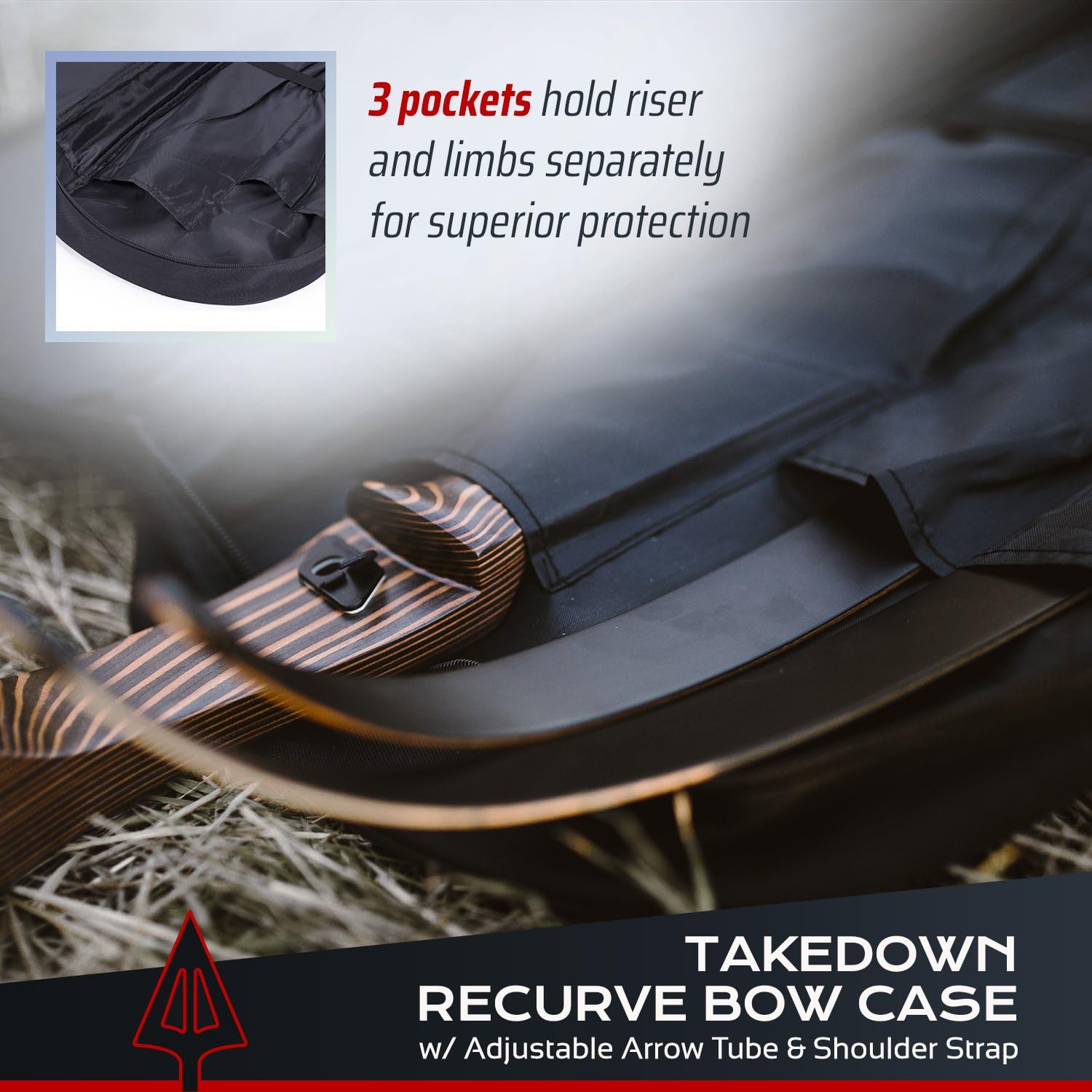 Southwest Archery Universal Takedown Recurve Bow Case | Fully Padded Foam case Includes Adjustable Arrow Tube and Large Outside Pocket for Accessories - Perfect for Travel : Sports & Outdoors