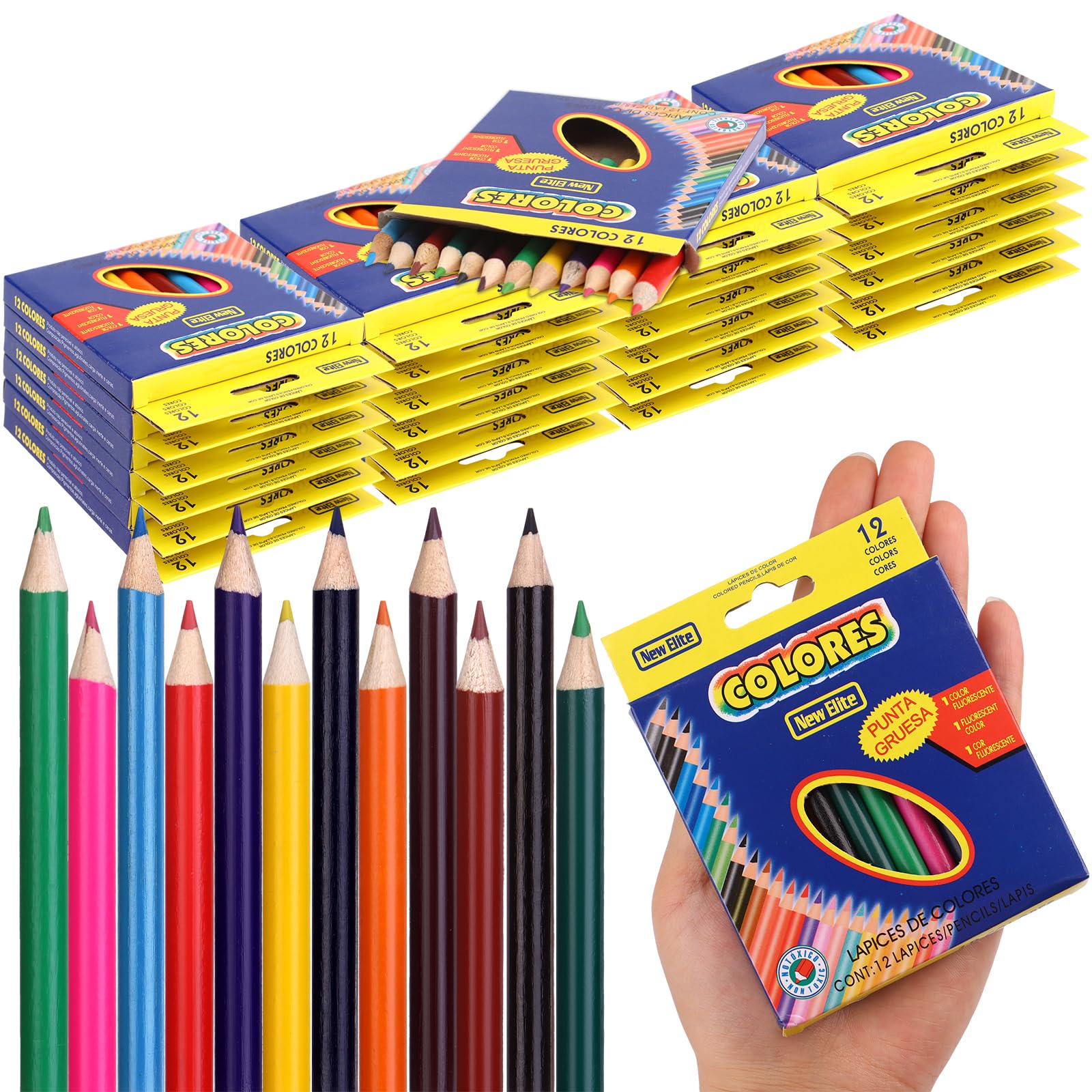 HAOWANWW 288Pcs/24 Boxs Mini Colouring Pencil Packs, Mini Drawing Colored Pencils 3.4 Inch Portable Short Fat Color Pencils Pre-sharpened Colored Pencils for Drawing,Sketching,Coloring Books, 12-Color