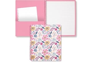 STEEL MILL AND CO. Steel Mill & Co Cute Large Spiral Notebook College Ruled, 11" x 9.5" with Durable Hardcover and 160 Lined Pages, Mosaic Floral