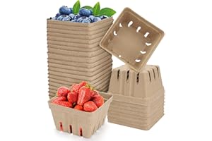 YOEANNITY Berry Basket 20 Pack Natural Pulp Fiber Berry Baskets Small Blueberry Box Strawberry Basket Paper Fresh Produce Vented Baskets for Strawberry Blueberry Raspberry Fruit Vegetable (20 Pcs)
