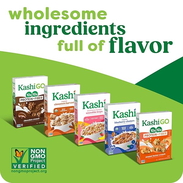 KASHI GO PROTEIN CEREAL, 10G PROTEIN, 10G FIBER, PEANUT BUTTER CRUNCH, 16.9OZ BOX (1 BOX)
