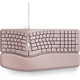 Nulea Ergonomic Keyboard, Wired Keyboard with Split Design and Palm Rest, Volcano Keycaps, Natural Typing, Type C and USB Plug, 2 in 1 Port for Windows and Mac, 3 Colors(Pink)