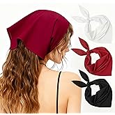 MoHern Bandana Headband for Women, 3 Colors Adjustable Tie-Back Boho Head Scarf, Triangle Hair Bandanas with Precision Cut Design