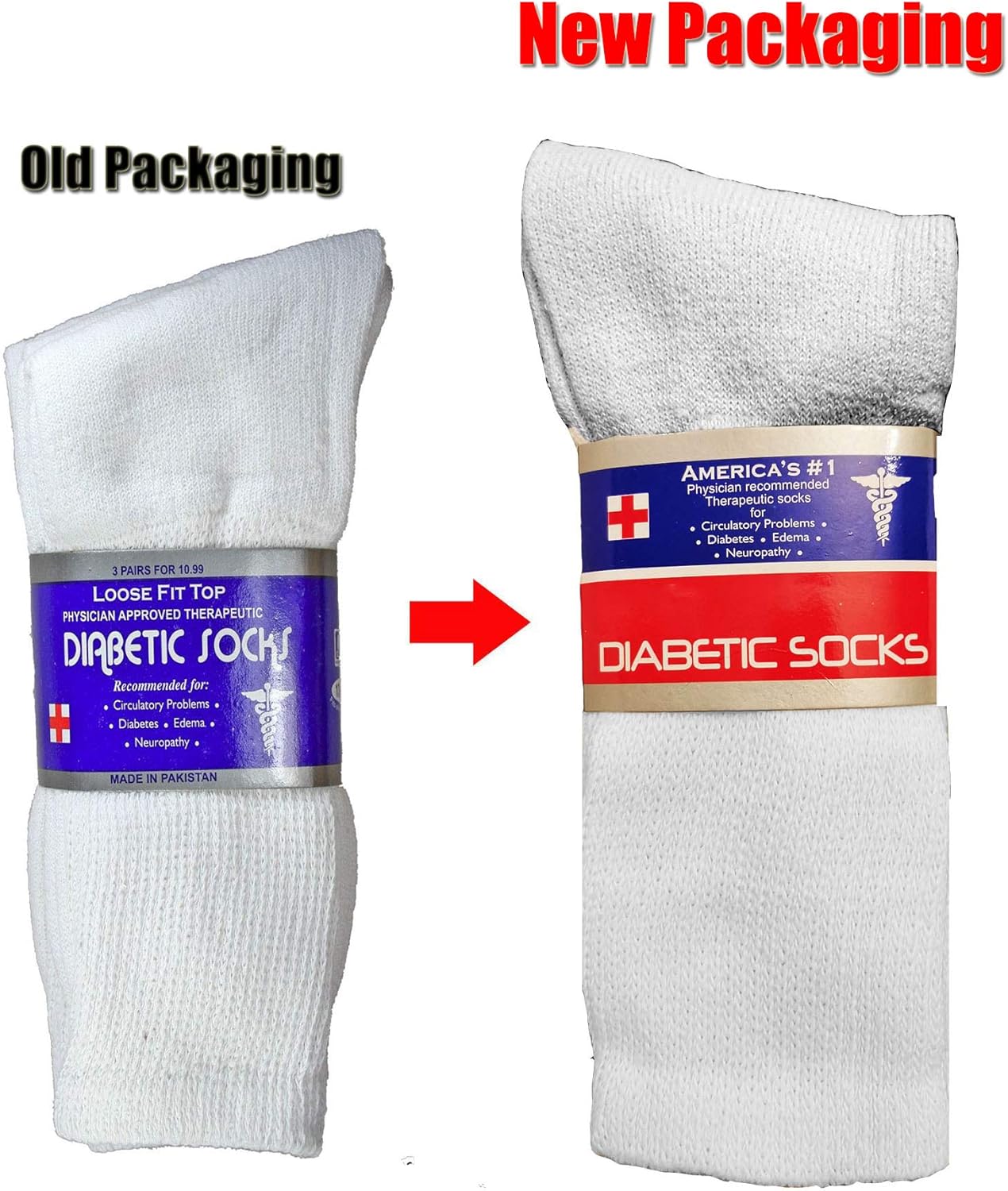 LM® 12 Pairs Diabetic Crew Socks Unisex 9-11, 10-13, 13-15 Black Grey White (10-13, White): Health & Personal Care