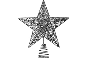 URATOT Glittered Christmas Tree Topper Metal Christmas Treetop Hallow Wire Star Topper for Christmas Home Decoration (8 inches, Black)