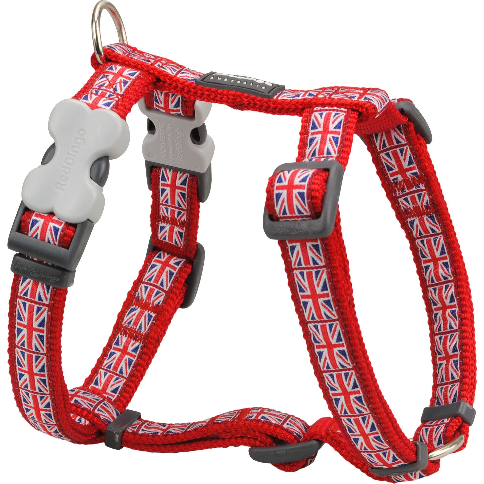 Red Dingo Union Jack dog harness Adjustable