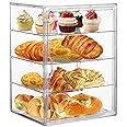 Pastry Display Case,4 Layers Adjustable Clear Bread Box for Kitchen Countertop,Bread Storage with Magnetic Door Bakery Pastry Display15.5x11.4x9.8inch