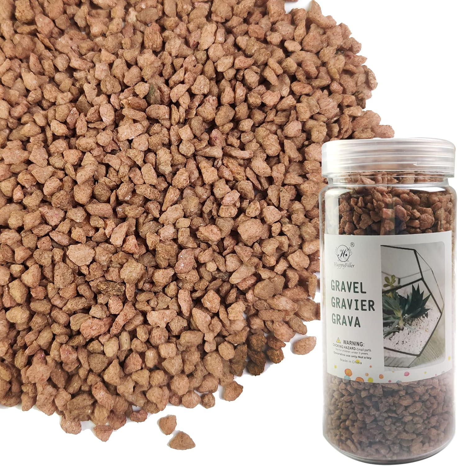 Hardscaping Materials - 1.6 LB Decorative Gravel Brown Stones,Terrarium Small Rocks,Bonsai,Cactus Topper Dressing,Succulents Plants Soil Cover,Bowl Vase Fillers,Candle Holder,Harvest Theme Fall Decoration