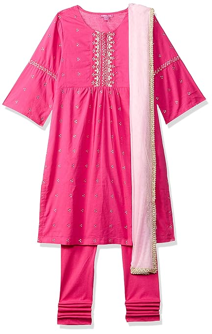 Girl's Cotton Straight Salwar Suit Set
