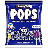 Tootsie Pops Grape Flavored Lollipops, 50 Count, 1.95lb (Pack of 1) | Single Flavor Bag, Chocolatey Center, Individually Wrapped Hard Candy, Peanut Free, Kosher, Gluten Free