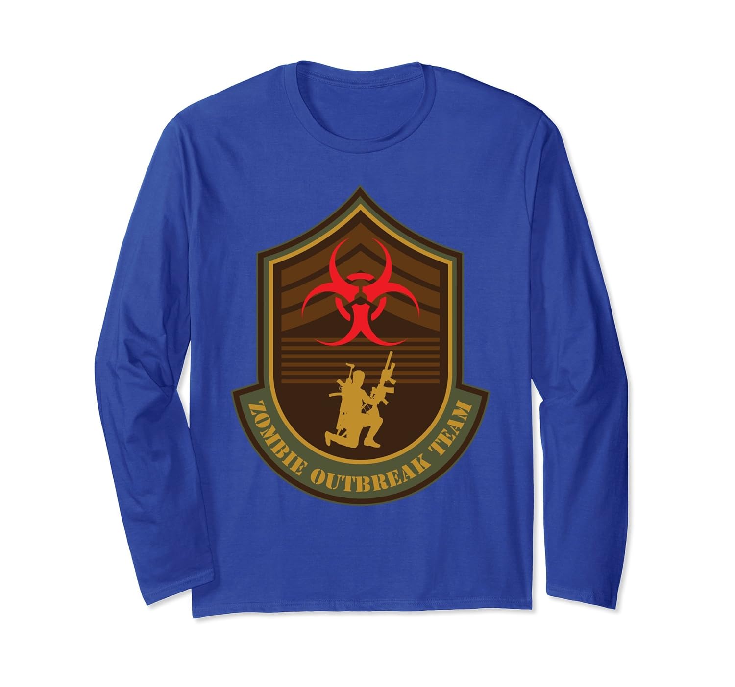 Funny Zombie Outbreak Team Soldier Badge Gag Long Sleeve-anz