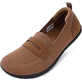 WHITIN Extra Wide Width Toe Box Loafer Flats for Women Barefoot Zero Drop Sole Driving Shoes Size 6.5 Minimus Ballet Slip On Flat Boat Casual Brown 37