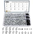 310PCS SAE & Metric Grease Nipple Assortment Kit, Hydraulic Grease Fittings Standard with Plastic Grease Fitting Caps