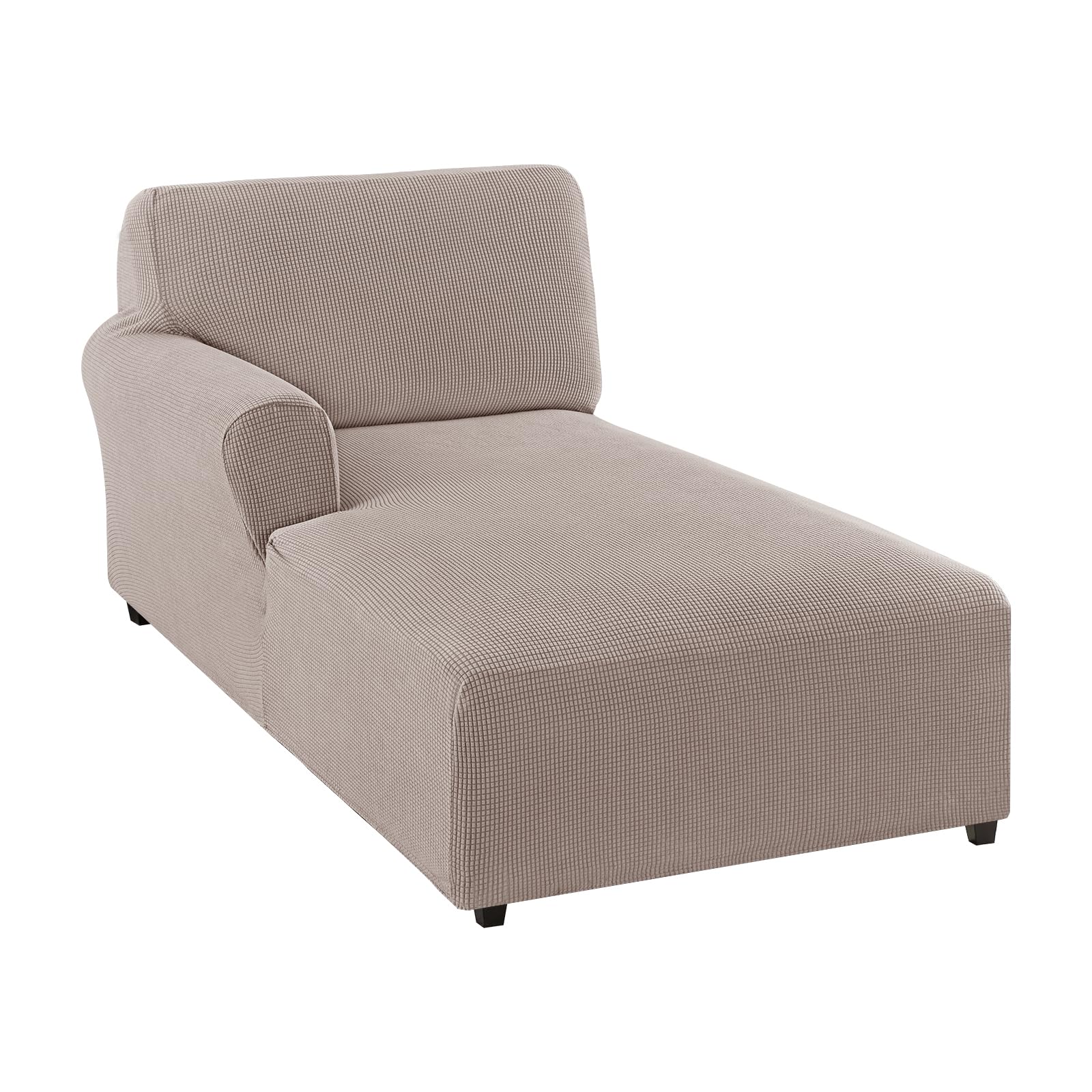 Photo 1 of FantasDecor Left Chaise Lounge Cover Stretch Chair Lattice Slipcover with Armrests for Living Room Bedroom Left Arm Soft Jacquard Fabric Machine Washable, Sand,Left Chaise