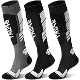 Loiyadn Ski Socks - 3 Pairs Warm Merino Wool Snowboard Socks Thermal Sock for Mens Womens in Cold Weather for Skiing Hiking