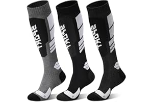 Loiyadn Ski Socks - 3 Pairs Warm Merino Wool Snowboard Socks Thermal Sock for Mens Womens in Cold Weather for Skiing Hiking