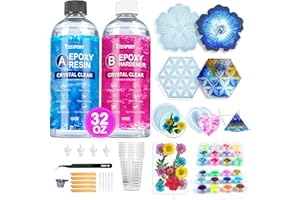 Teexpert Epoxy Resin Kit for Beginners, 32OZ Resin Kit with Silicone Molds, Complete Set with 24 Colors, Dried Flowers and Art Supplies, Crafts for Adults, Gift Set for DIY Coaster & Decor